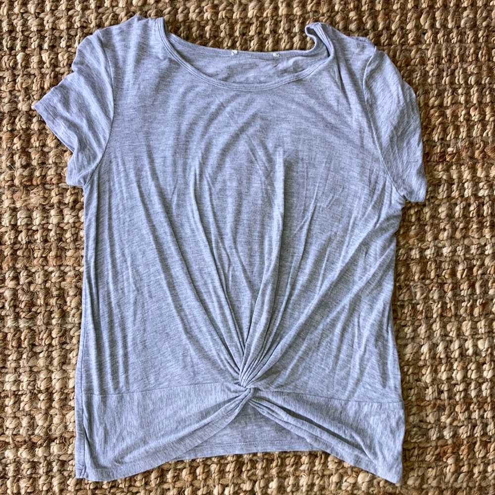 grey flowy top